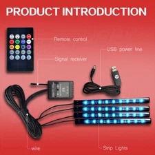 4 Led light strip for Cars Inside car Lighting interior Glow Color music control