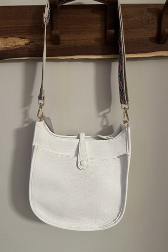 AH-DORNED White Vegan Leather Messenger Crossbody Bag + 3 Straps NWT