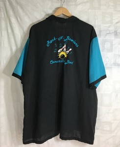 Mens-Bowling-Retro-Shirt-Blue-Black-Size-XXL-Embroidered-California