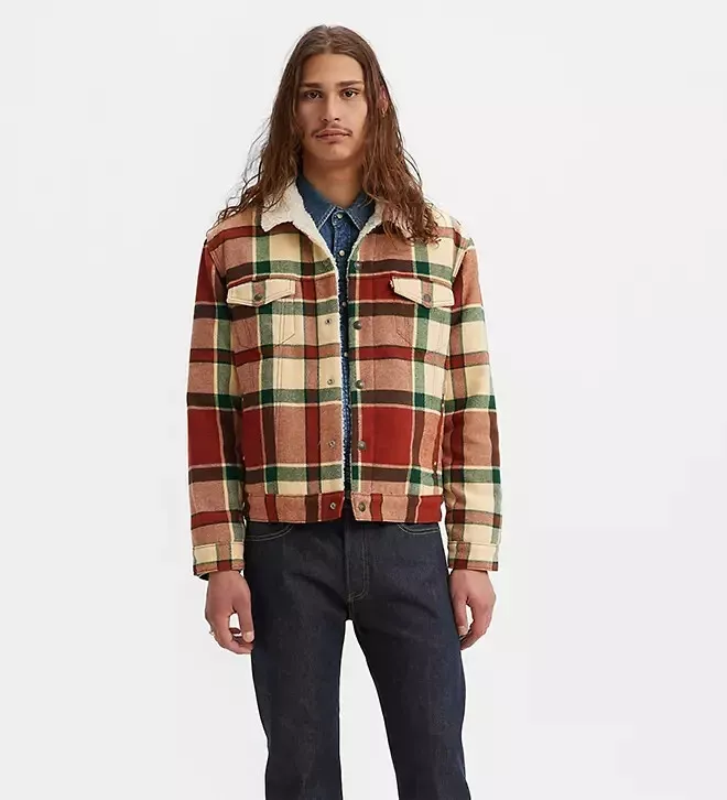 Levis sherpa shop plaid jacket