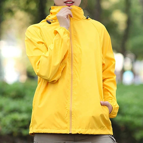 Chaqueta de lluvia ligera impermeable para mujer Abrigo de lluvia Cremallera completa Con capucha Cortavientos - Imagen 13 de 54