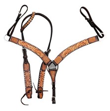 Western Horse Saddle Headstall Breast Collar Reins Tack Set Bridle Hand Tooled