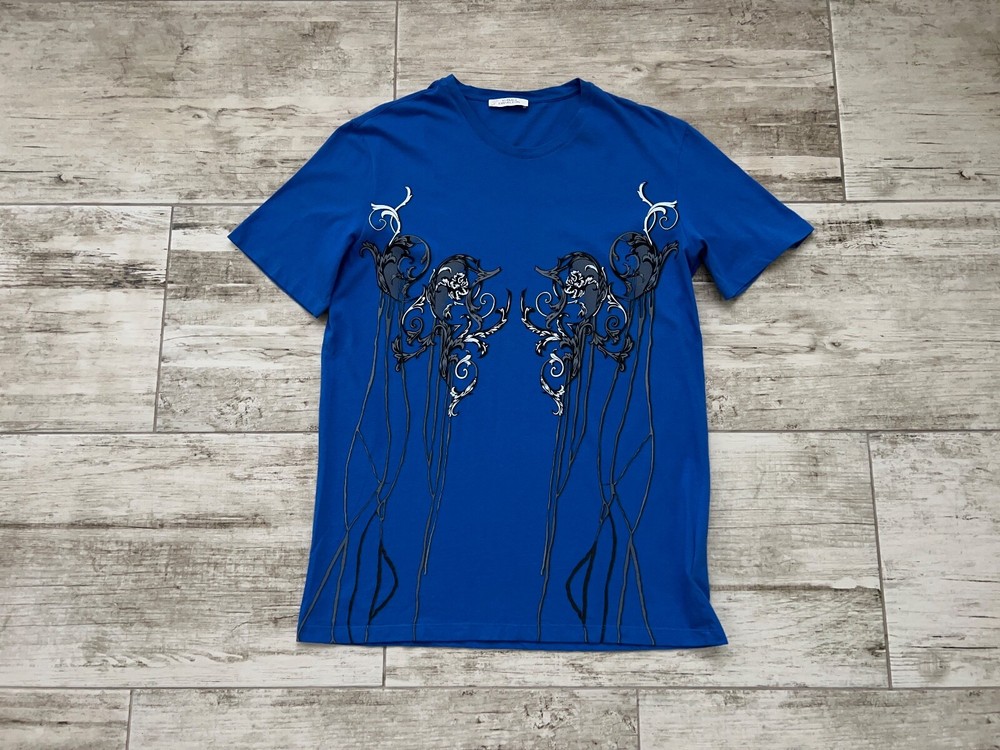 Mens Versace Collection Blue Graphic Cotton T Shirt Tee Size M