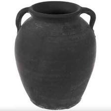 Round Rough Black Terracotta "Byblos" Vintage Vase