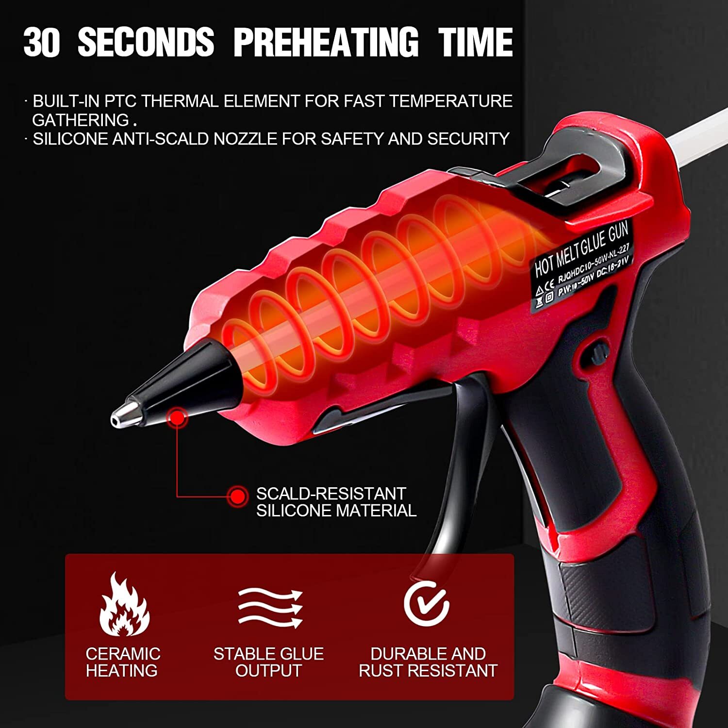 Hot Melt Glue Gun for Milwaukee 18V Battery for Arts & Crafts & DIY