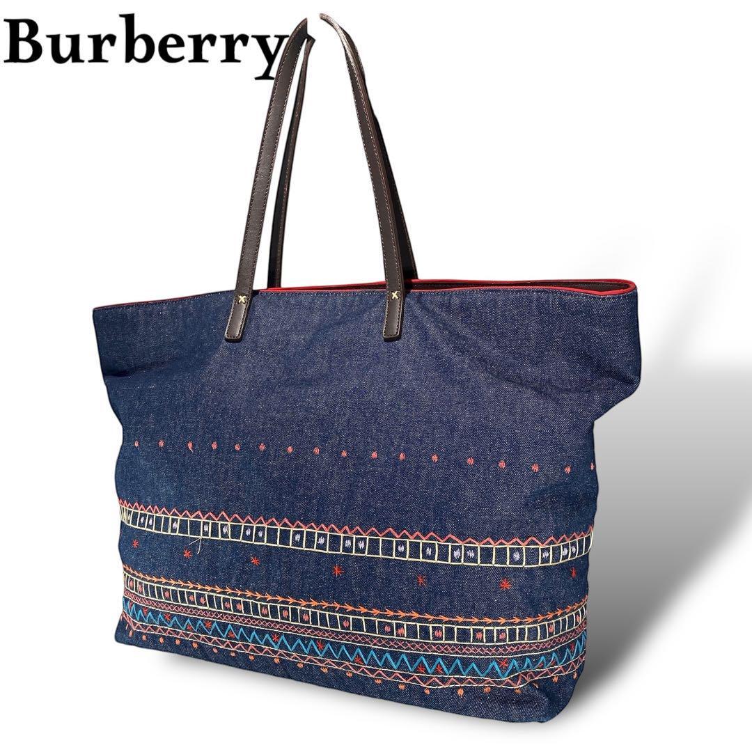 Burberry Tote Bag Denim Embroidery