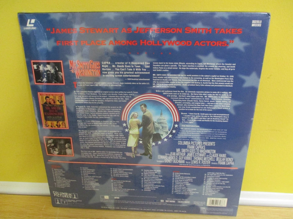 Mr Smith Goes To Washington Laserdisc James Stewart Jean Arthur Brand New Sealed Foto 2 de 3