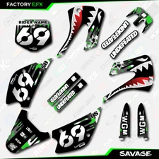 Gray & Green Savage Racing Graphics Kit fits Kx85 01-13 Plates Kx 85 2001-2013