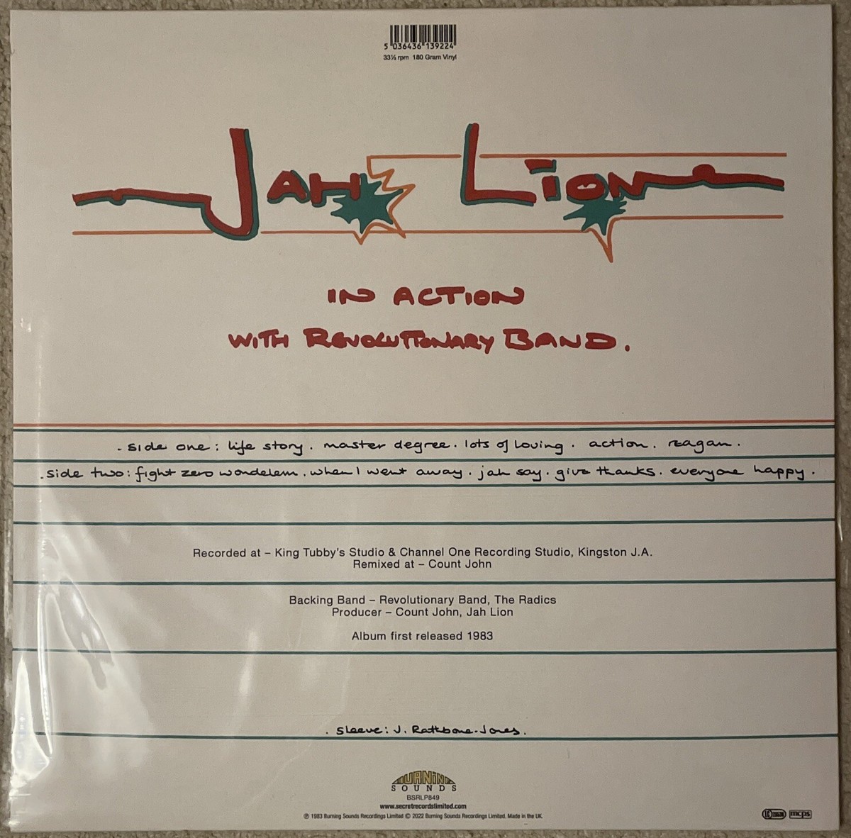英LP Jah Lion (Jah Lloyd) In Action With The Revolutionary Band BSRLP849 Burning Sounds UK /00260 Jah Lion – In Action With Revolutionary Band – Vinyl (LP