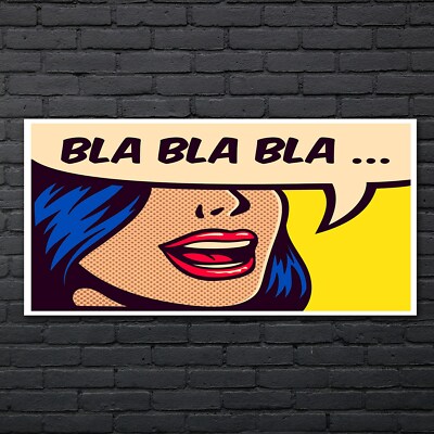 Abstrakte Malerei Bla Bla Bla Comics Kunst 140x70 Glasbild Wandbilder Dekobild