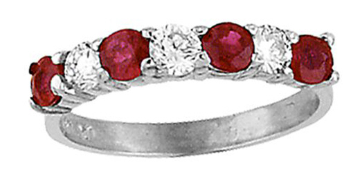 【Ruby】残り11点 ESTATE 0.83CT DIAMOND & AAA RUBY 14KT WHITE GOLD 7 STONE ROUND