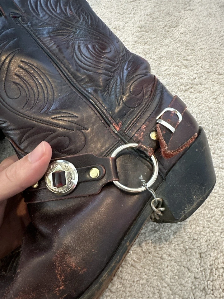 Durango Moto Motociclista Harley Arnés Western Rojo Cuero Botas de Vaquero Talla 10d Foto 4 de 4