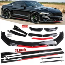 For Ford Mustang GT Front Bumper Lip Spoiler Splitter 78.7" Side Skirt Rear Lip
