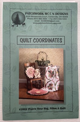 Patchwork Moon Designs Prairie Rose Rug, Pillow, & Quilt Pattern #2002