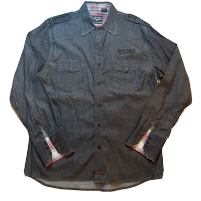 Fender Custom Shop Black Button Down Embroidered Shirt Long Sleeve 