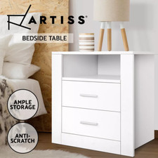 Artiss Bedside Table 2 Drawers with Shelf - TARA White