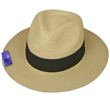 Straw Fedora Sun Hat - Panama Trilby Style Crushable Mens Ladies & Travel Tube