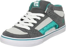 etnies RVM Vulcanized Skate Shoe Grey/Green, 2.5 M US Little Kid