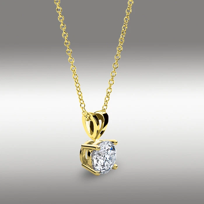 1 Ct Round Brilliant Cut GRA MOISSANITE 16+2" Solid 14k Yellow Gold Necklace NEW - Image 3 of 4