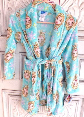 NEW Disney Frozen ELSA Super Soft Fleece Belted Blue Robe Girl's Size 8 NWT