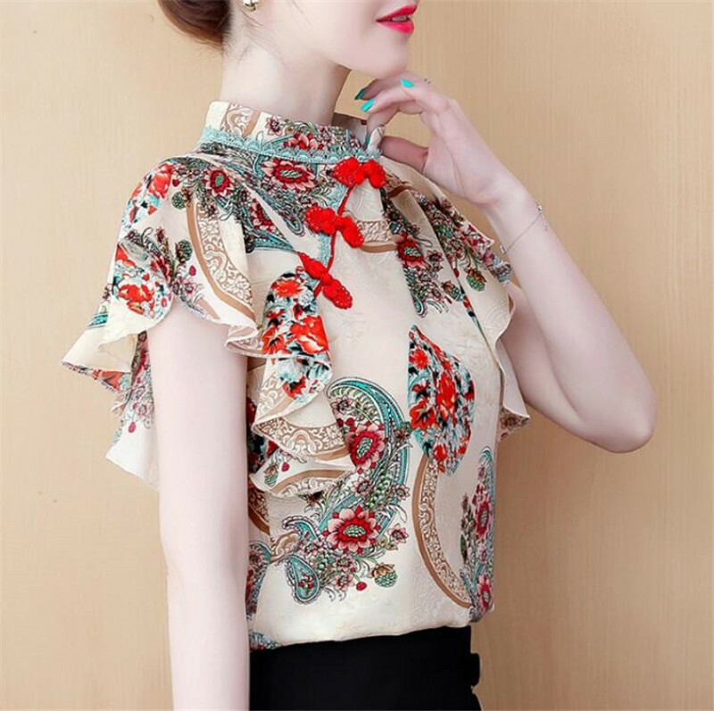 style floral chiffon tops