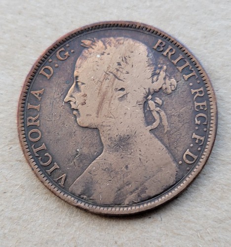 1892 Great Britain Penny Queen Victoria Young Head British Circulated - Picture 2 of 7