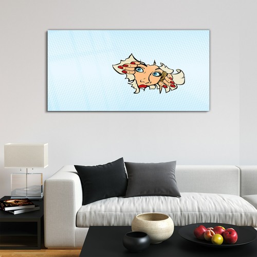 Glasbilder Wandbild Druck auf Glas 120x60 Foto Comic Cartoon Pop Art Retro Frau - Bild 2 von 7