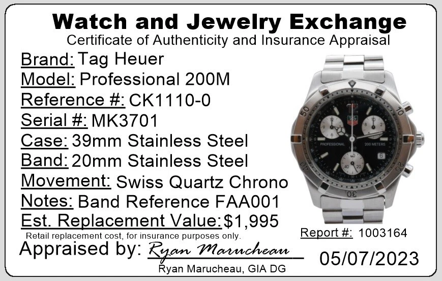 Tag heuer online 1995 models