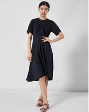ME+EM Perfect Frill A-Line Dress in Navy Blue UK12 RRP £135