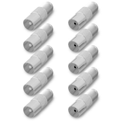 TV Adapter 9,5 mm 5 x Stecker + 5 Kupplung IEC F Buchse Antennen Antenne 4K UHD