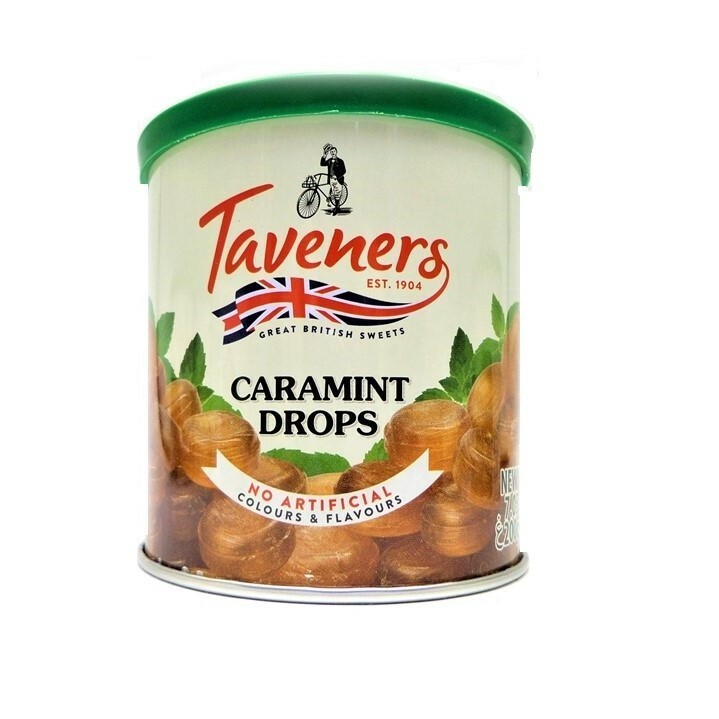 Taveners Caramint Drops 200g Tin - No Artificial Colours or Flavours