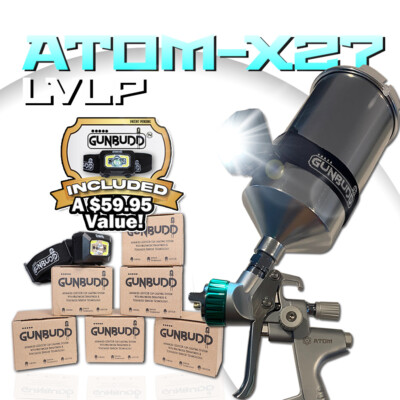 ATOM X27 LVLP Spray Gun   Pro Car Paint Tool + GunBudd Light