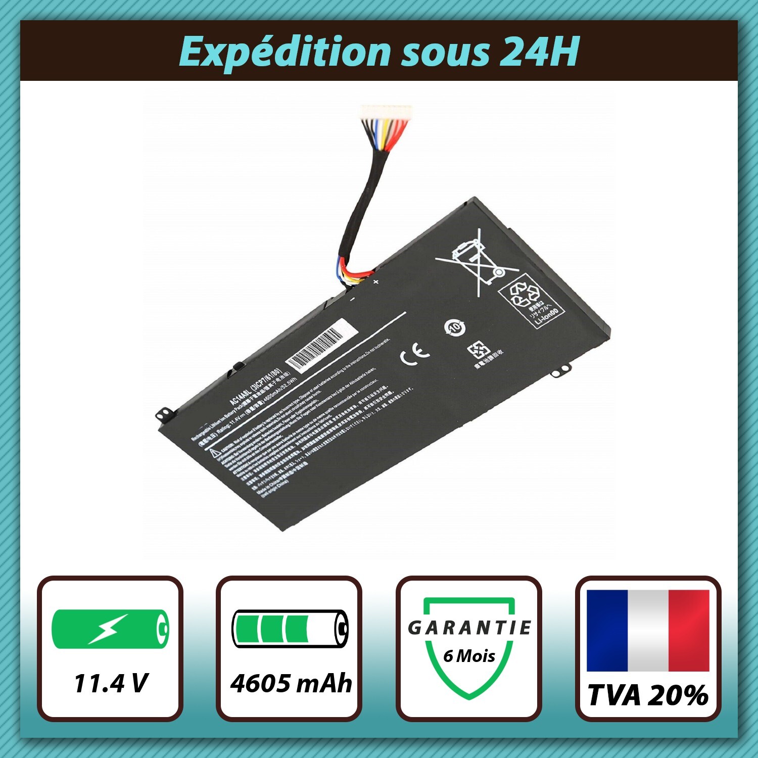Batterie pour Acer Aspire VN7-591 VN7-792 de 11.4V 4605mAh