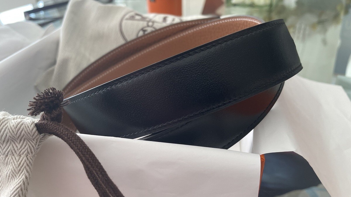 Hermès Belt Strap 32MM Veau 135 / Togo 080 AA Noir - Gold 