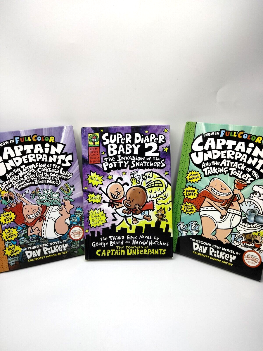 Dav Pilkey Super Diaper Baby Two Captain Underpants Hardcover Books