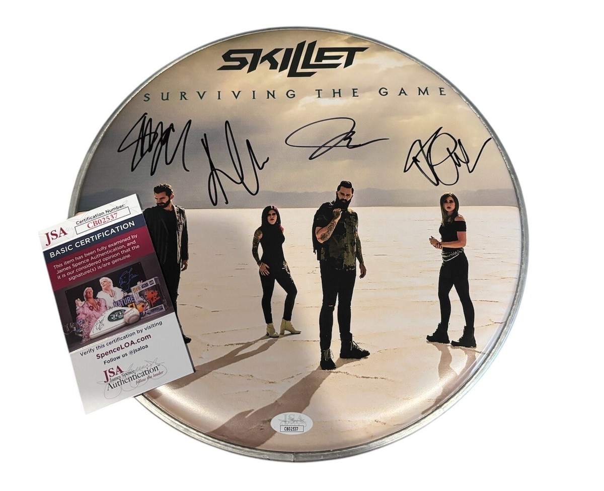 SKILLET SIGNED JSA COA DOMINION DRUMHEAD DRUM HEAD autograph RARE