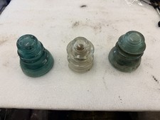 Vintage Lot of 3 Glass Insulators - 2 Aqua/Gr...