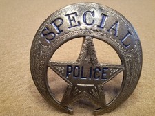 Vintage New Orleans Louisiana Special Police Crescent Badge, Sterling