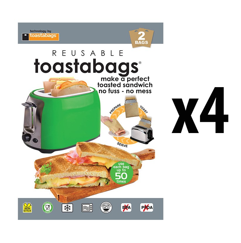 Toastabags Toasties Toasted Sandwich Food Bags 8 Pack Reusable Use 50 Times