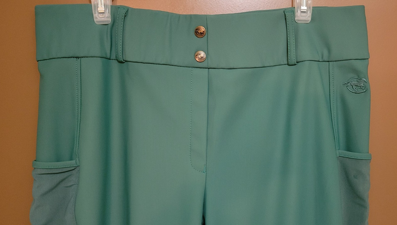 Piper by SmartPak Equestrian Riding Pants Breeches Womens XL Green Brown Pull On