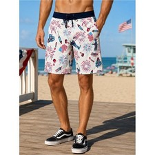 Vans Mixed Board Shorts Mens 32 Patriotic Firework 4-Way Stretch NWT Swim Trunks