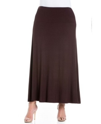 24seven Comfort Apparel Plus Size Maxi Skirt Women's 2X Brown Elastic Waist