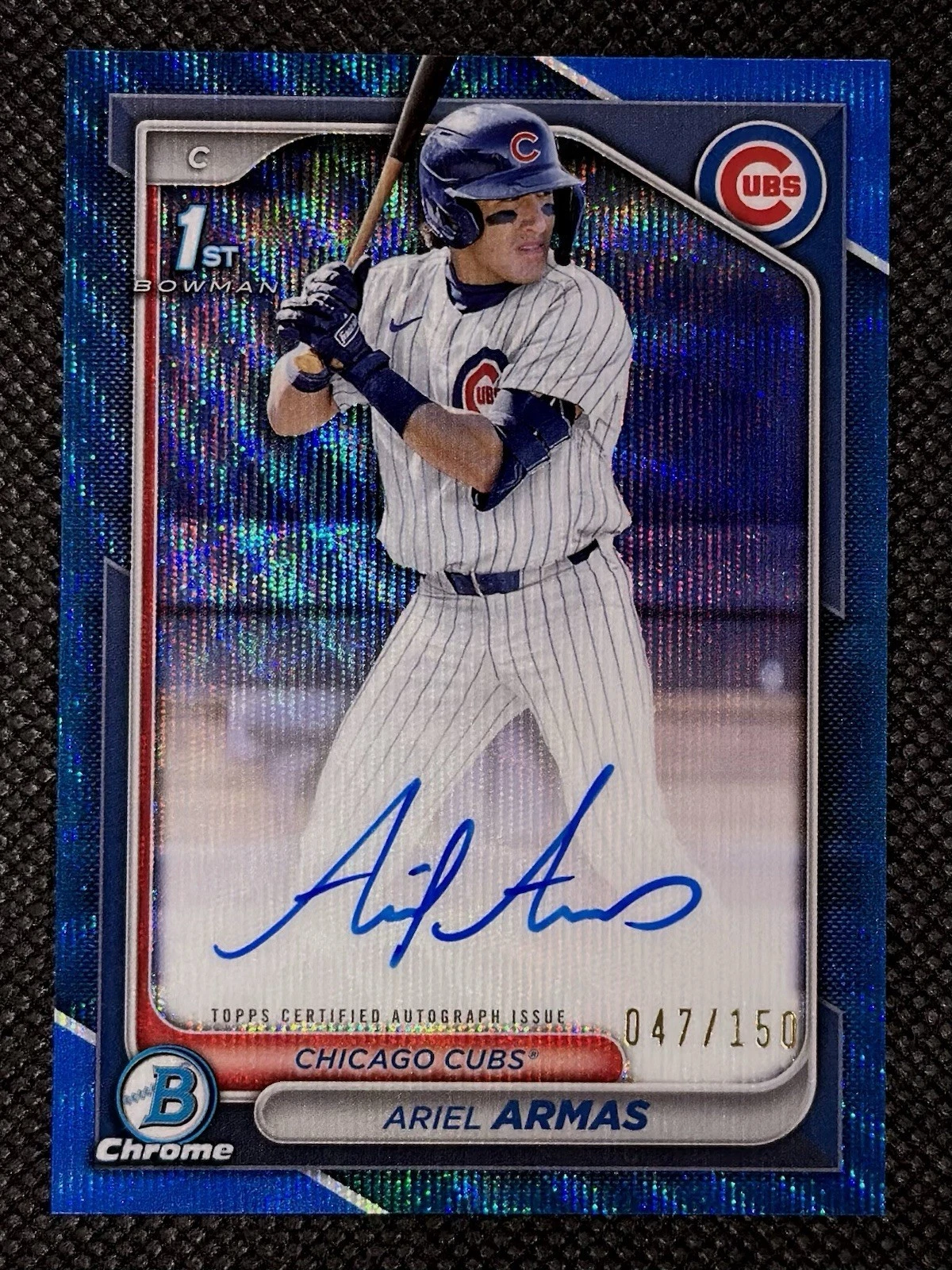 Ariel Armas 2024 Bowman Chrome 1st Blue Wave Refractor AUTO /150 #CPA-AA CUBS