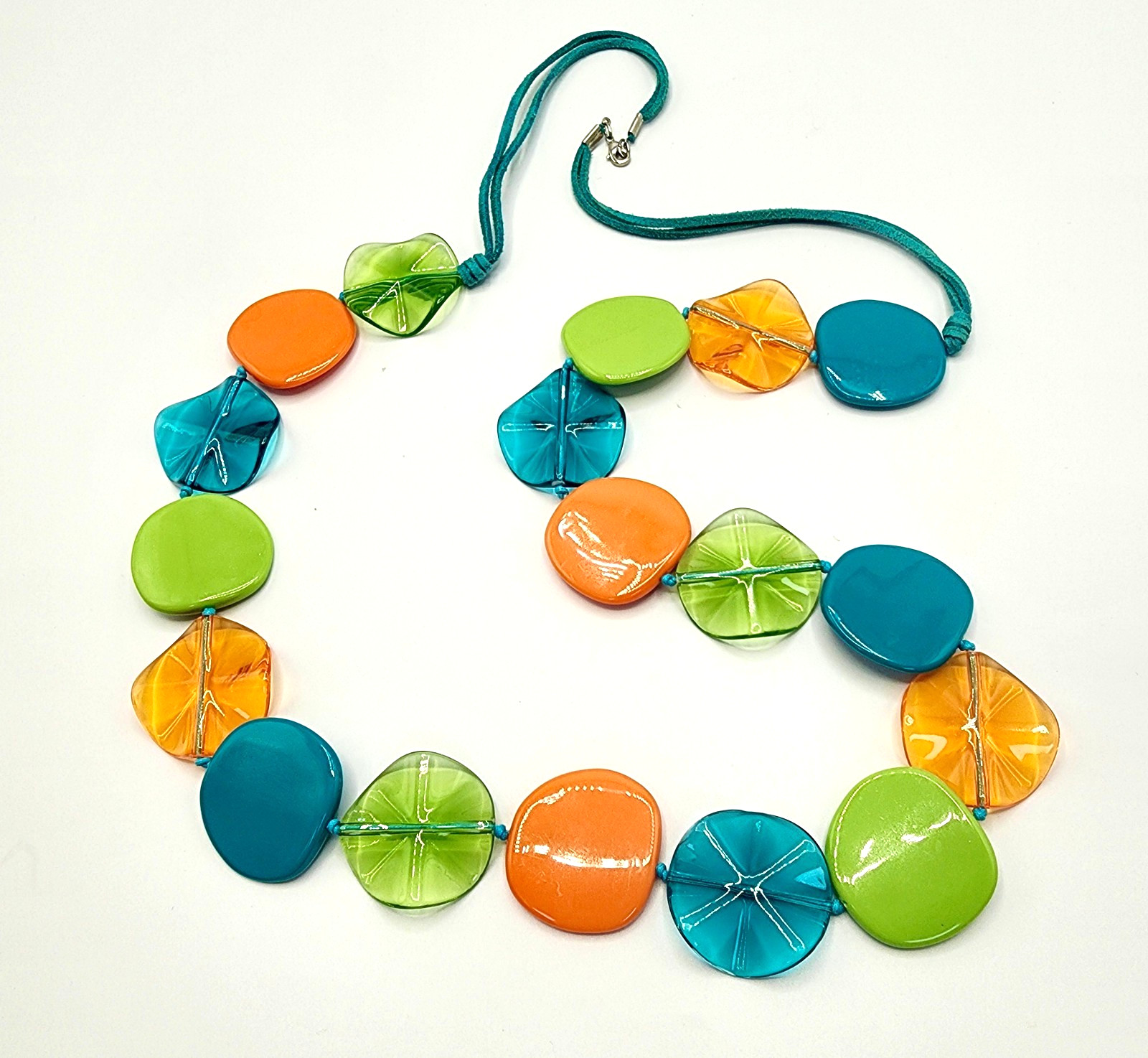 Large Statement Plastic Bead Necklace - Bold Trop… - image 2