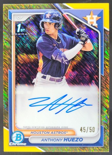 2024 Bowman Anthony Huezo Chrome Auto Gold Shimmer Refractor /50 1st Astros NP2