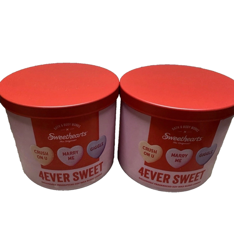 LOT 2 Bath And Body Works X SWEETHEARTS 4EVER SWEET 3 Wick Candles NEW Valentine - Picture 4 of 5