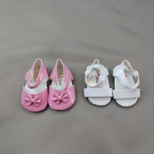 Emily Rose Doll Shoes Lot 2 Pairs Pink Bow Flats White Sandals 18 Inch Doll