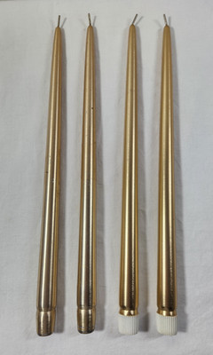 4 VTG Gold Butane Taper Candles 15'' Polly-Gaz Odorless Smokeless Non-Drip Japan