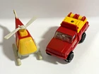 Vintage Tonka Fire Dept No7 Toy Lot Rescue Truck & Helicopter Diecast Plastic