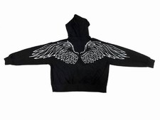 VS PINK Oversized Full Zip Hoodie Black Wing Graphic Back Women  s NWT